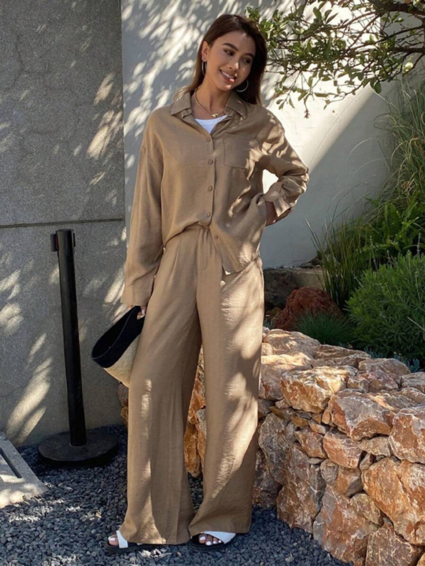 Women's Button Fashion Casual Two-piece Suit
