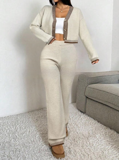 Women's V-neck Top Blouse And Pants