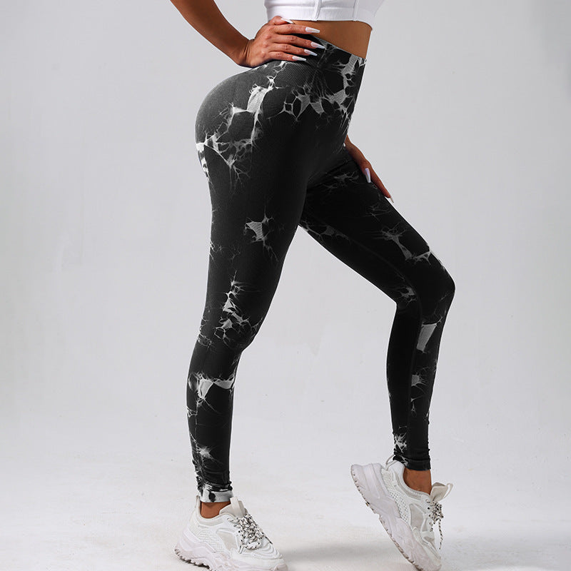 High Waist Tight Yoga Pants Tie-dye Breathable Workout Pants