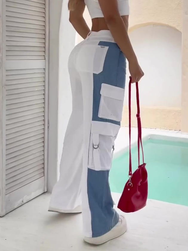 Contrast Pocket Cargo Jeans